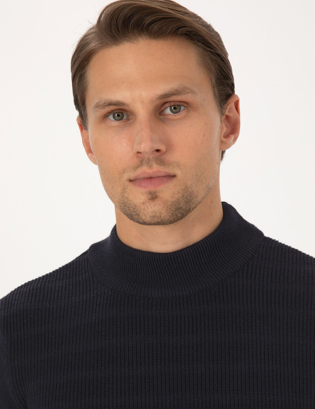 Lacivert Slim Fit Yar_m Bal_k__ Yaka Triko Kazak - Pierre cardin фото 2