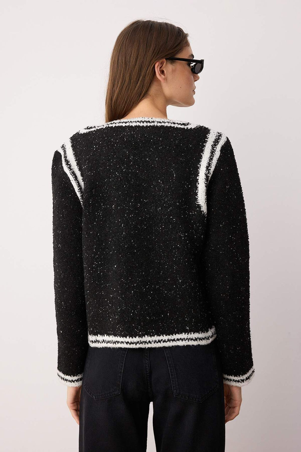 Siyah Renk Bloklu Isleme Detayl? Simli Triko H?rka TWOAW26HI00054 - Trendyolmilla фото 5