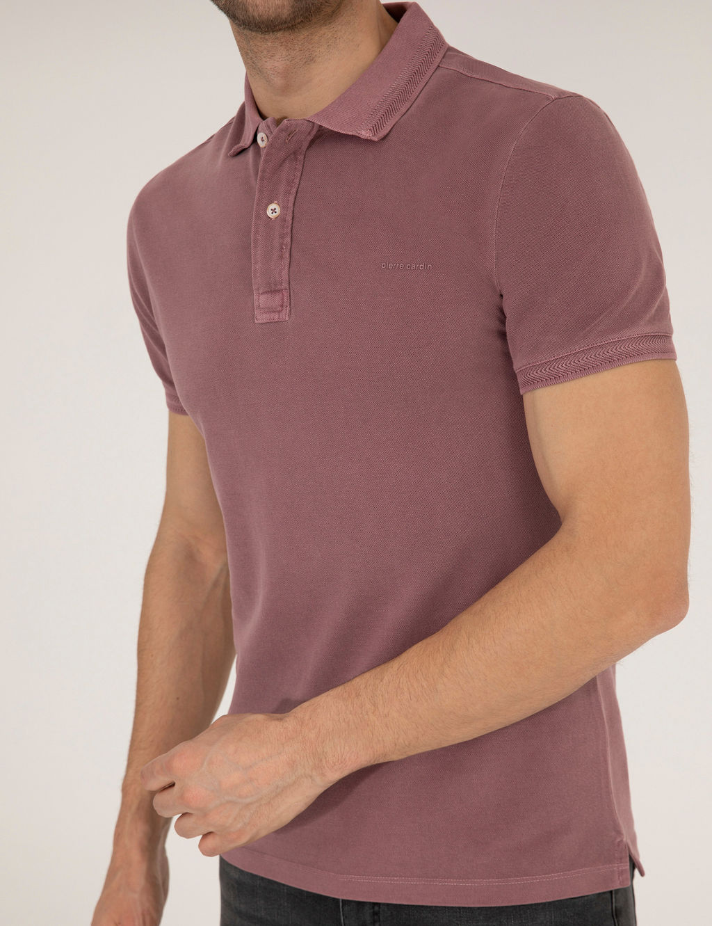 Pembe Dokulu Slim Fit Polo Yaka Ti__rt
