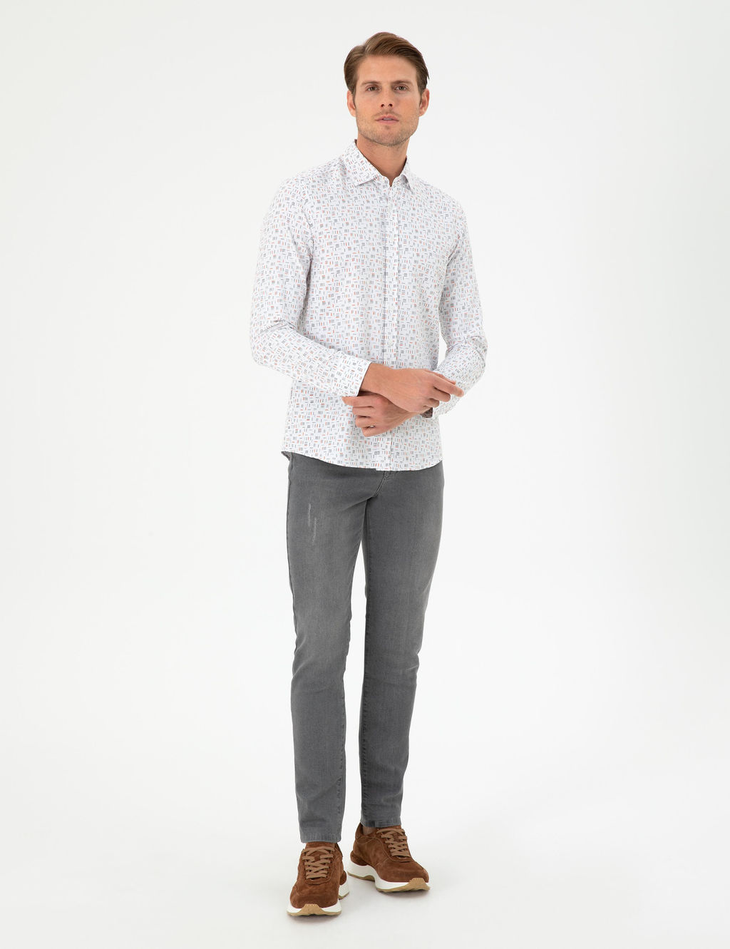 Turuncu Slim Fit Uzun Kollu G_mlek - Pierre cardin фото 4