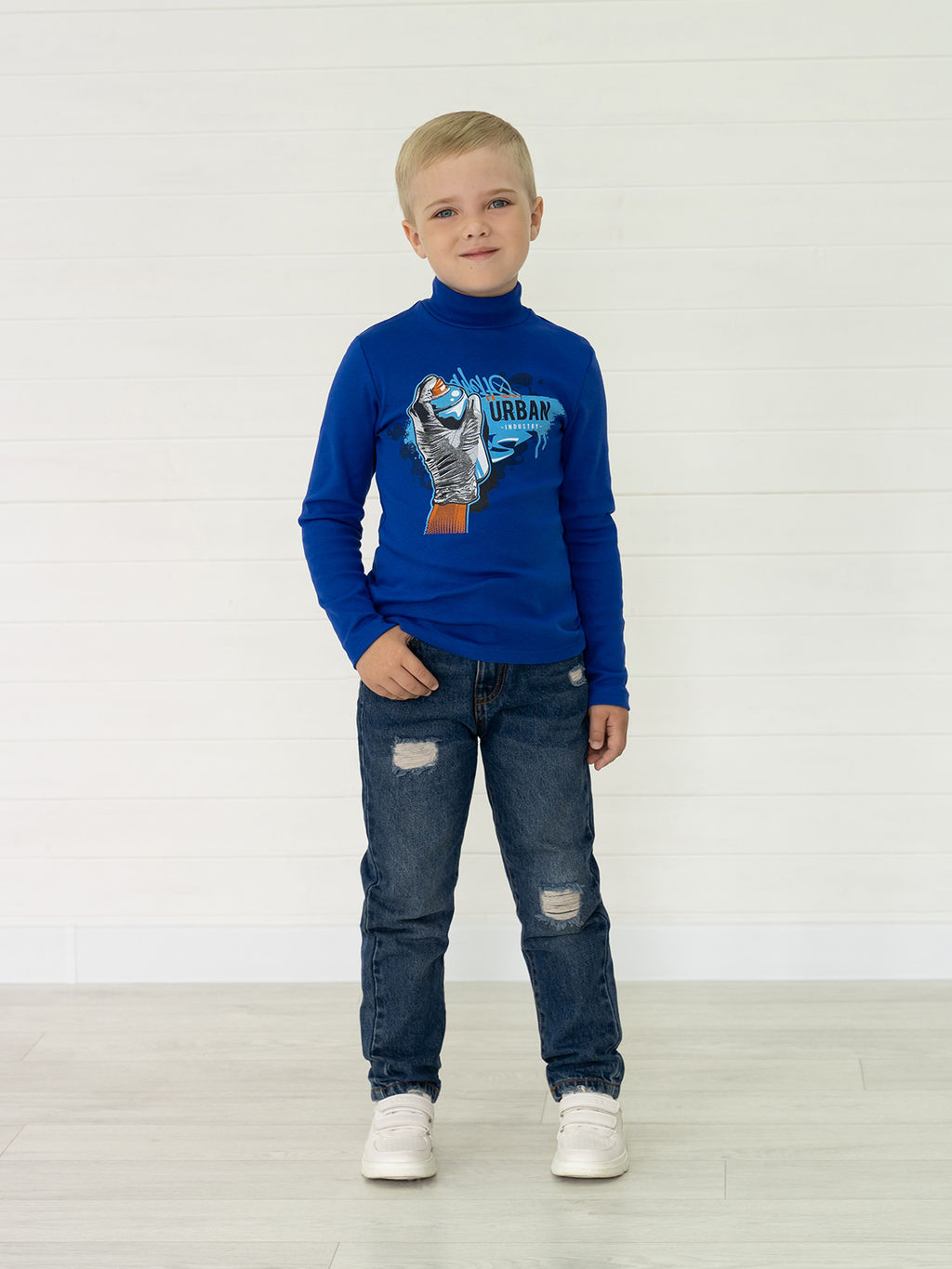 Джемпер-водолазка василек рисунок граффити 645п (128, 64)