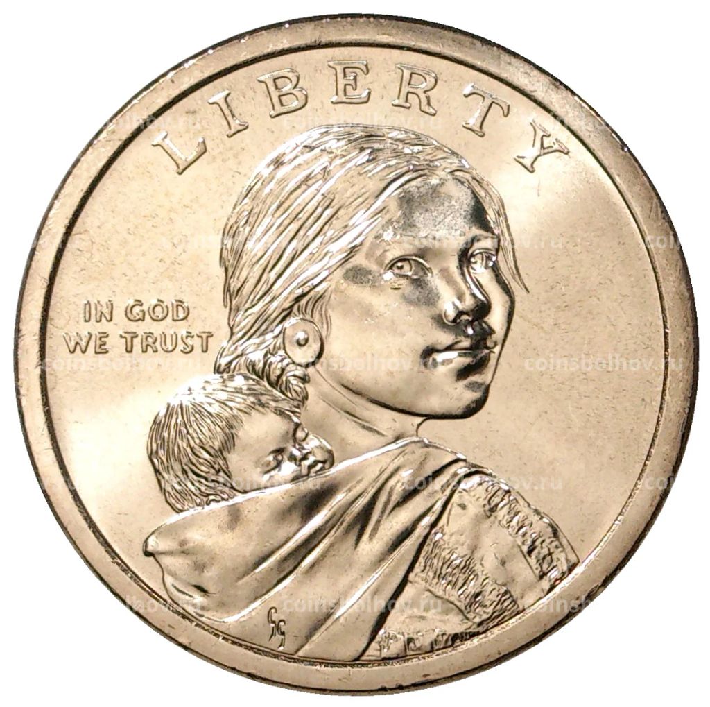 1 доллар 2019 года США Сакагавея (Индианка) Индейцы в космической программе D