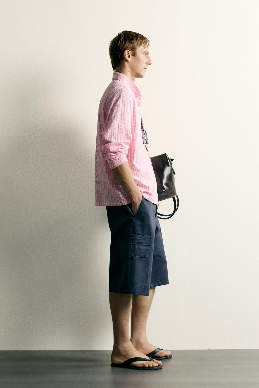 CAMISA RELAXED FIT CUADROS TEXTURA / Rosa - Zara фото 4