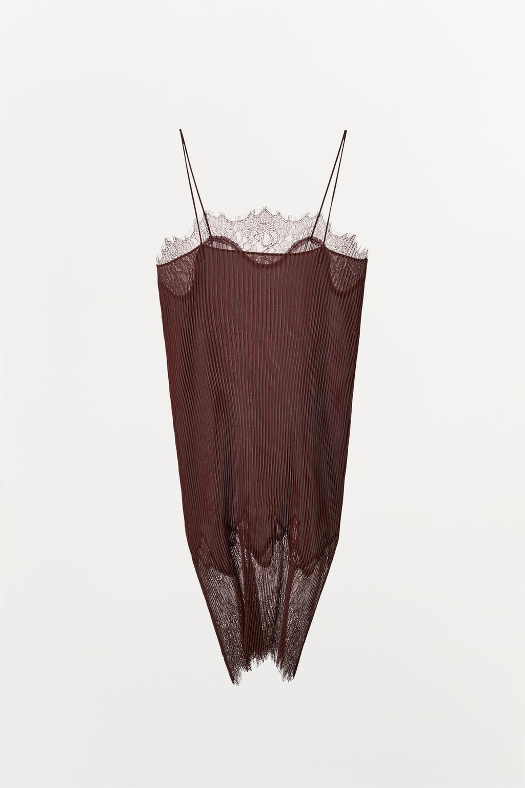 LACE DETAIL PLEATED DRESS - Zara фото 7