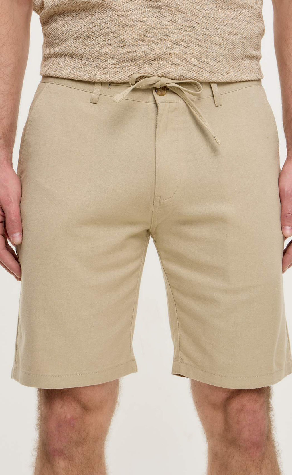 Шорты лен F511-0960-1 d.beige