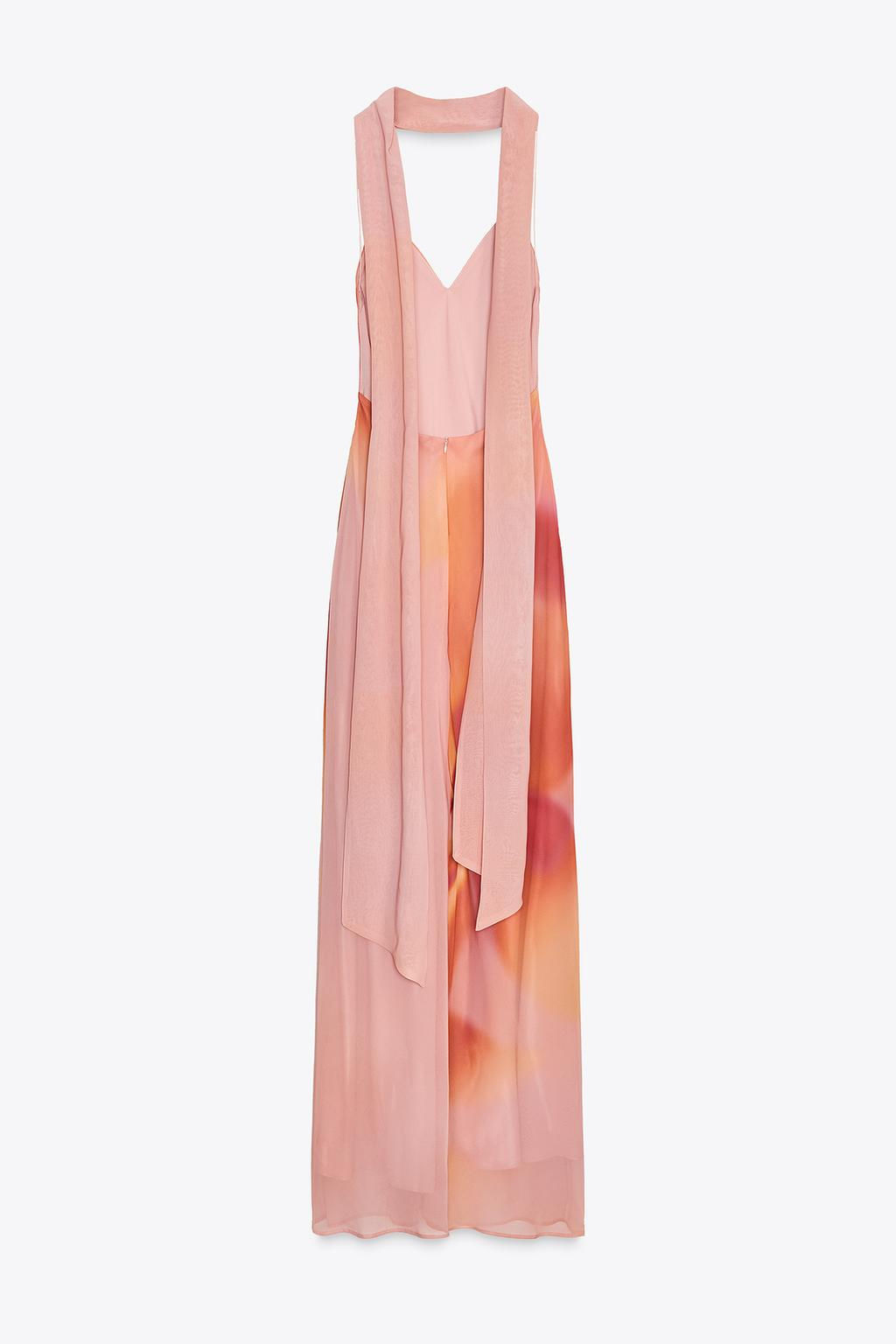 LONG PRINTED DRESS WITH SCARF - Zara фото 7