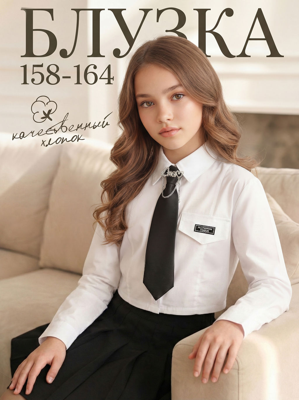 Рубашка для девочек СИНЯЯ МОДА W2515B-G39