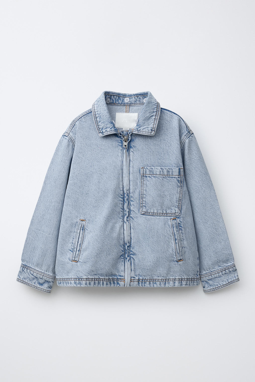 SOBRECAMISA DENIM CAPUCHA DESMONTABLE FELPA / Azul medio - Zara фото 2