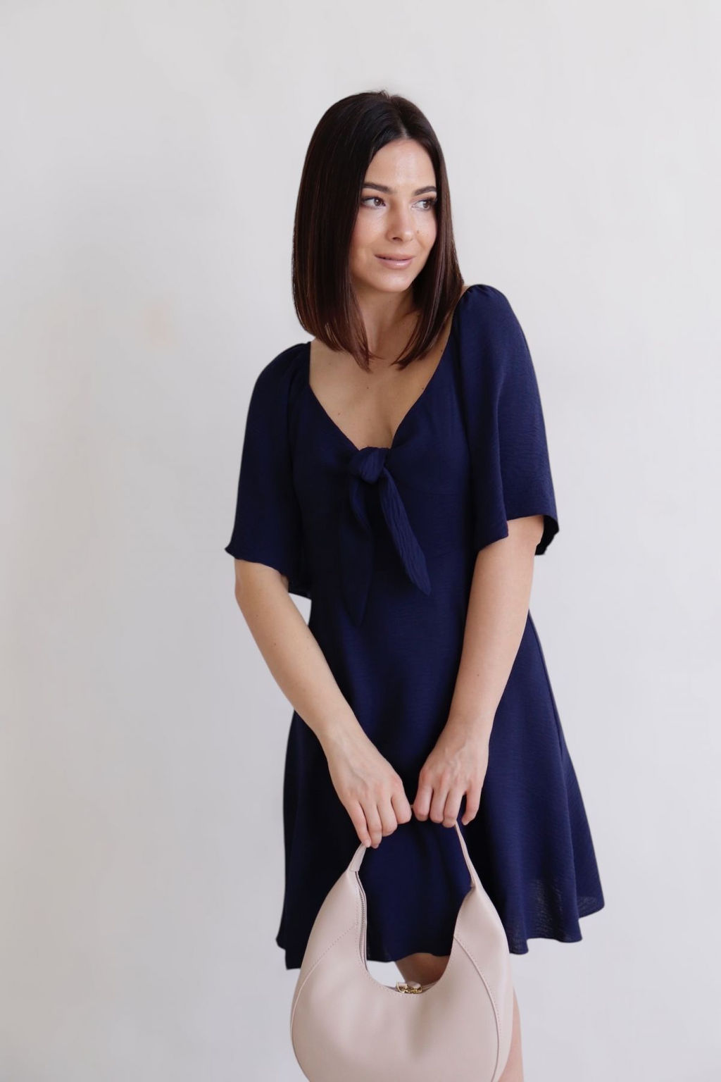 Martichelli Платье синее с завязками на груди  фото 9