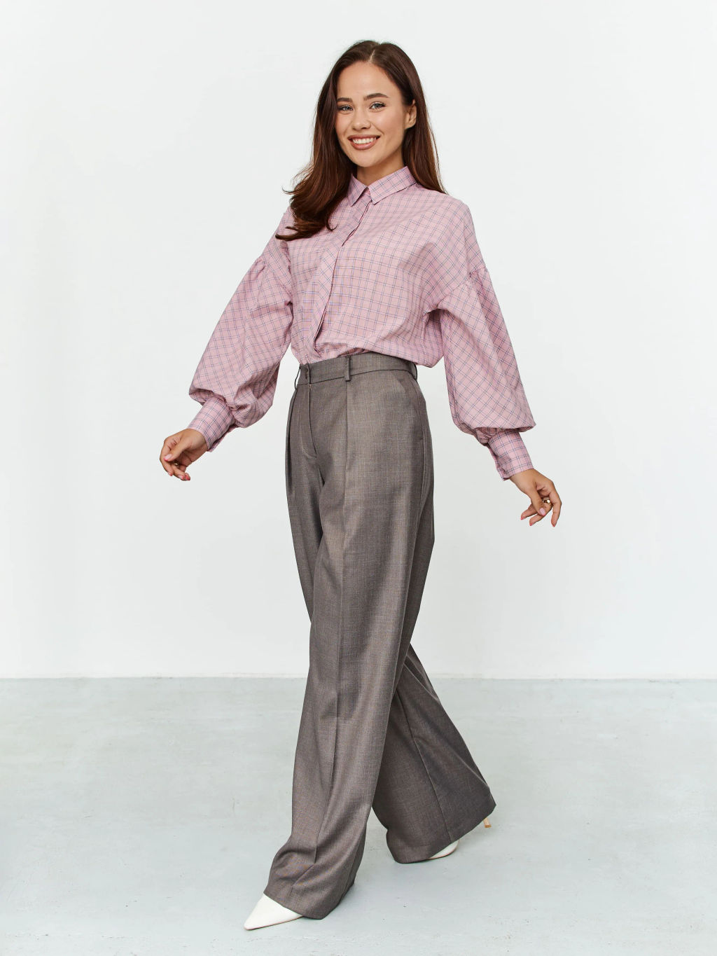 Блузка женская дл. рук. T-lab TL-B-006P-0275-розовый клетка  фото 3