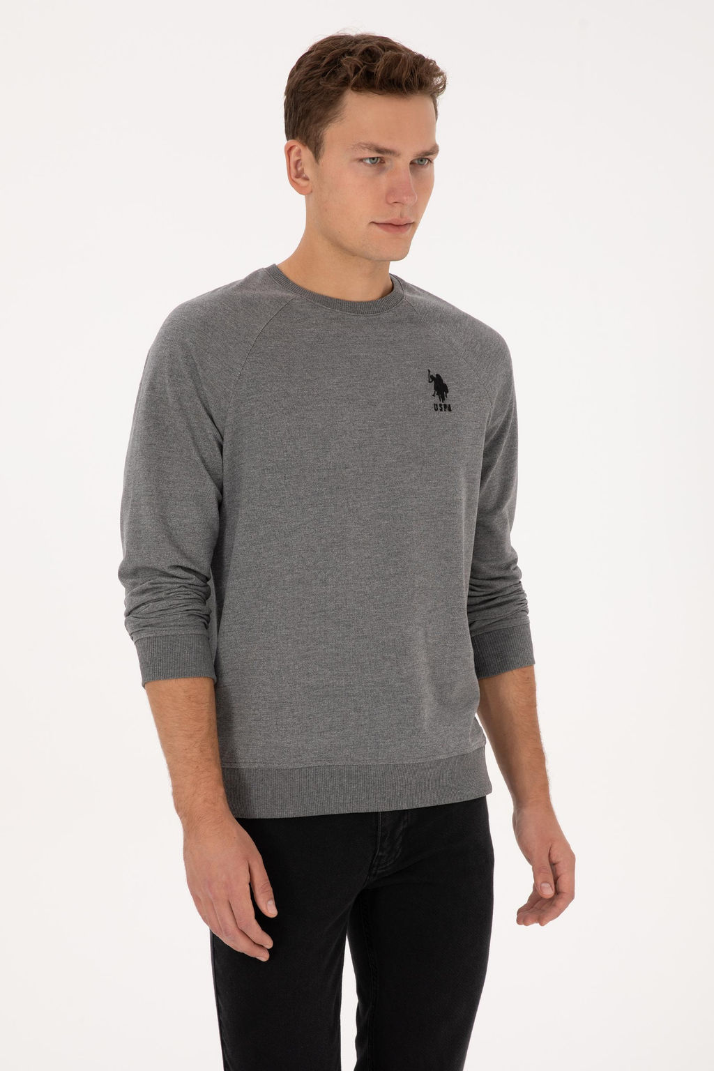 Erkek Antrasit Melanj Basic Sweatshirt - U.s. polo assn фото 3