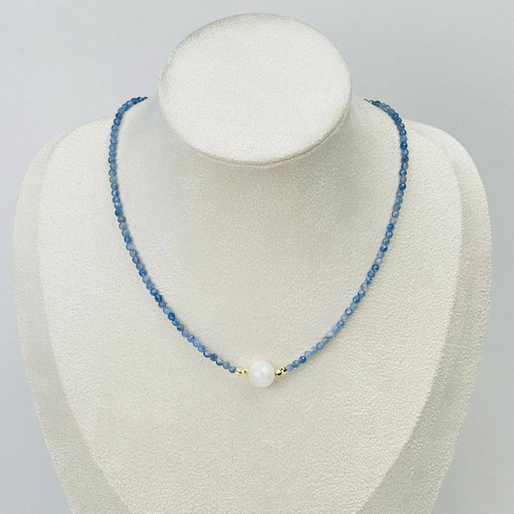 Чокер из Кианита и Лунного камня 38 см +