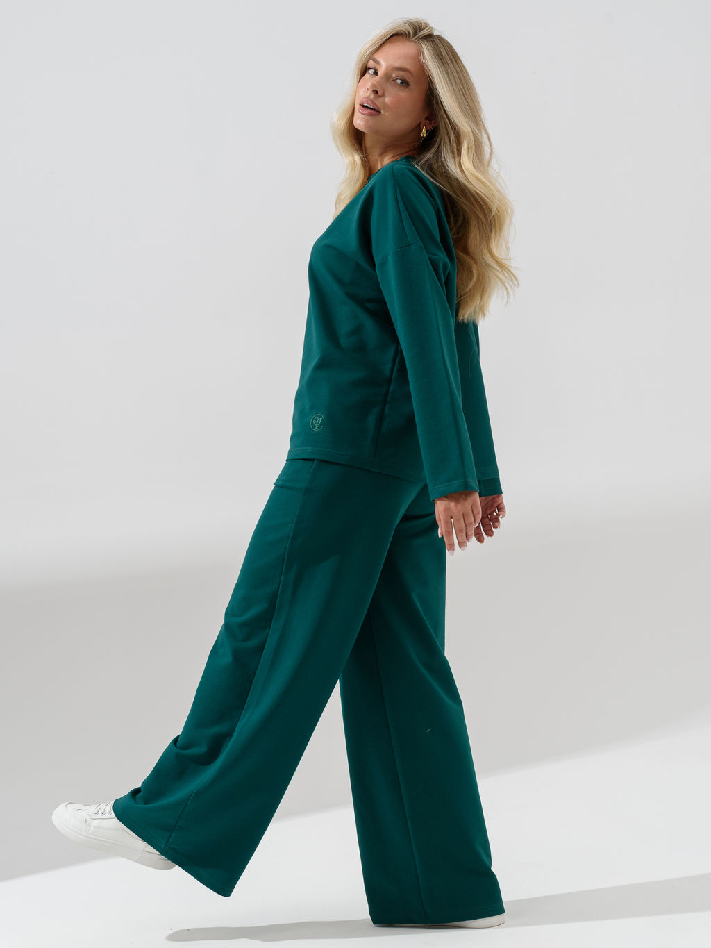 Костюм Оптима футер с брюками палаццо изумрудный  фото 6