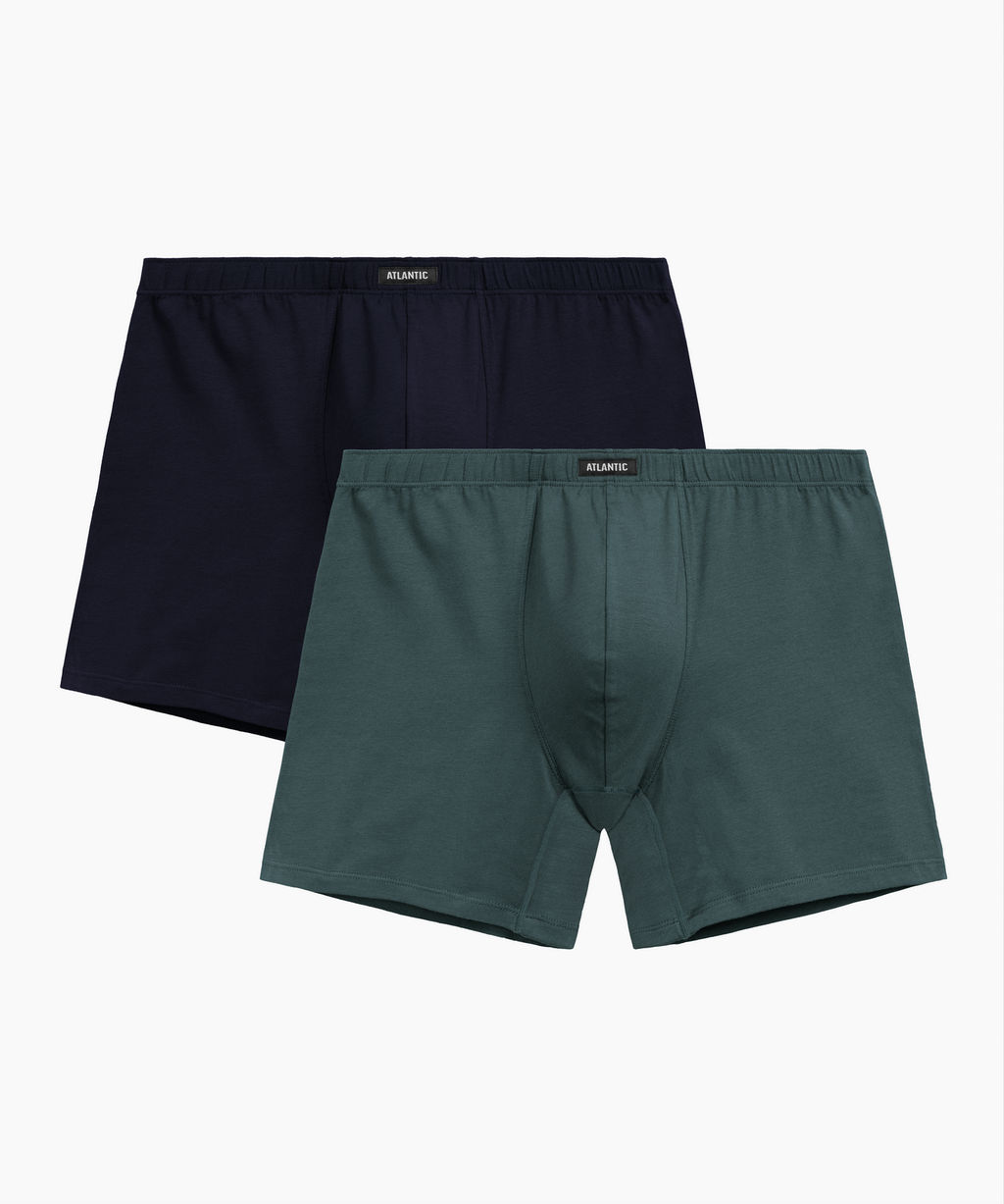 ATLANTIC 2MH-173 Трусы шорты Solid Long - набор (2 шт.) зеленый лес + темно-синий