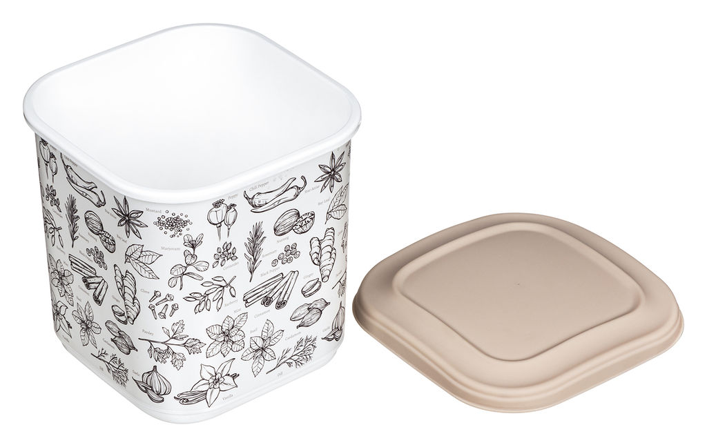 Емкость для сыпучих продуктов 1,8л с декором (бежевый) 221155827/01,,