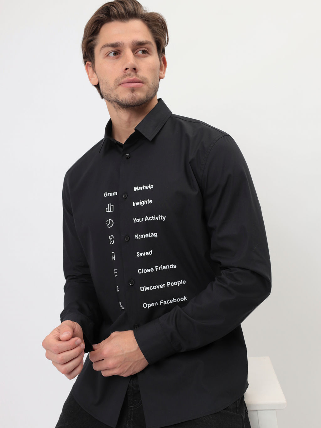 Сорочка мужская длинный рукав GREG 100/139/BLK/ZN/print  фото 5