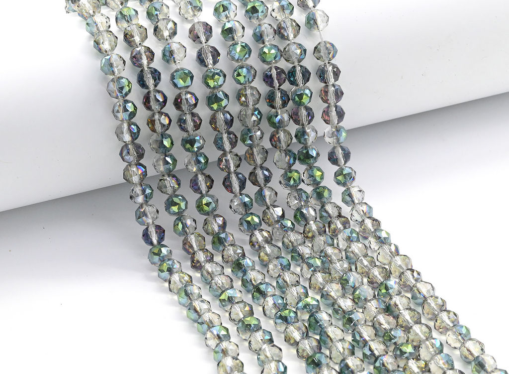 Бусины из циркона шарик гр.8мм цв.изумрудный хамелеон, 40см, 57 бусин Радуга камня