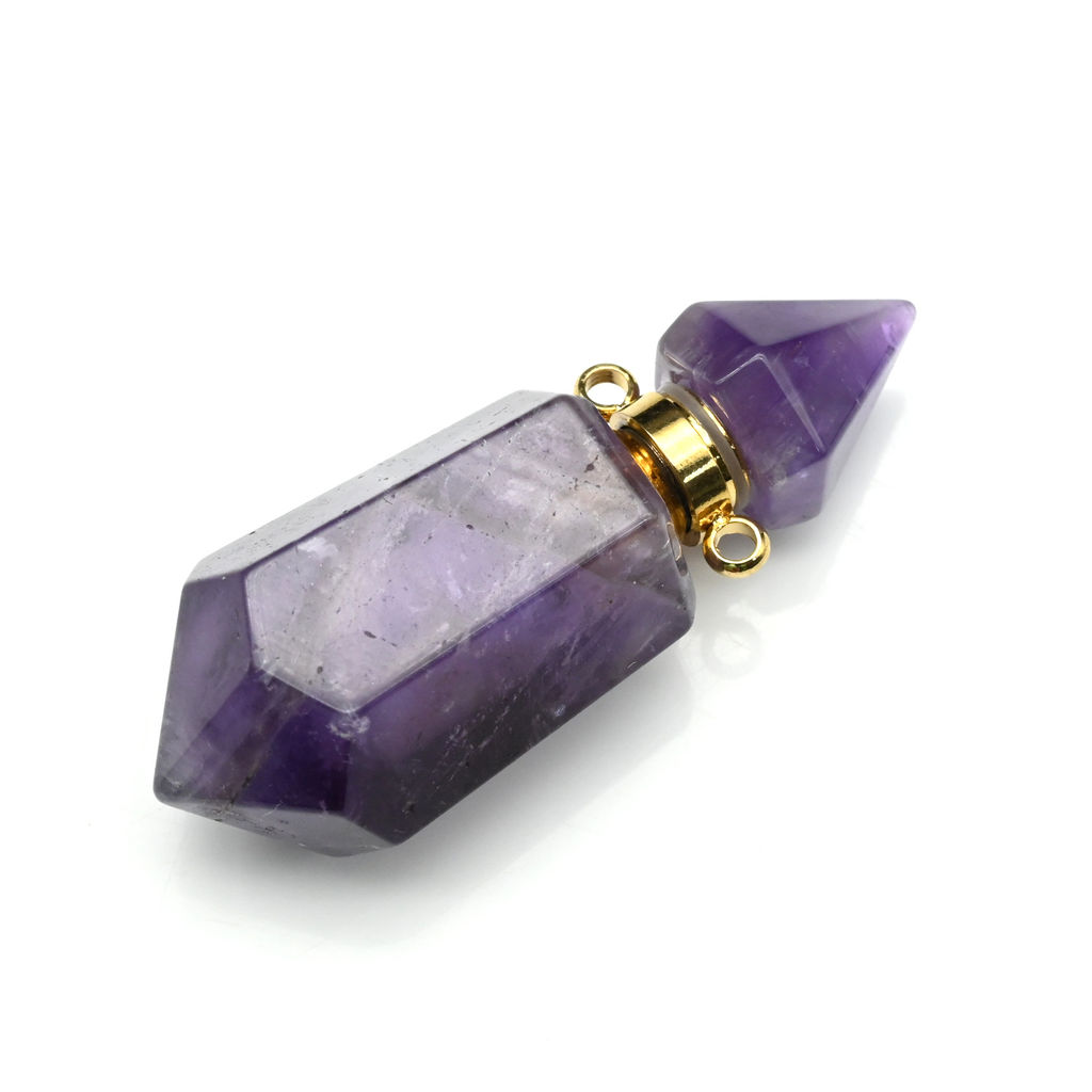 Парфюмерный флакон-кулон из аметиста 14*14*42мм