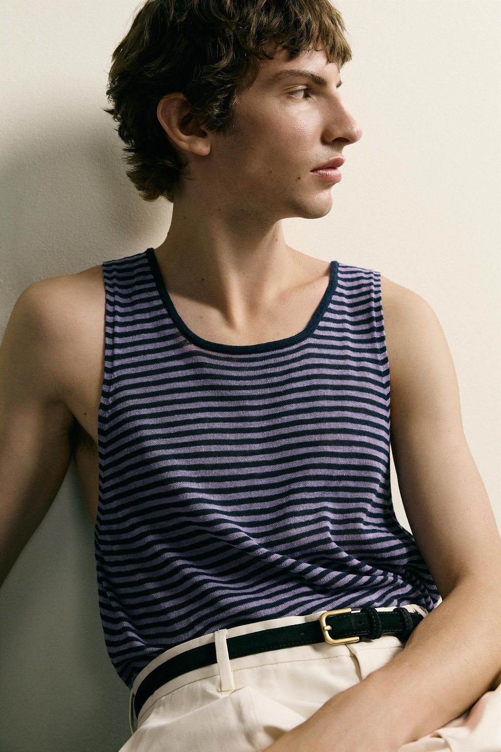 CAMISETA TANK PUNTO JACQUARD RAYAS / Lila - Zara фото 5