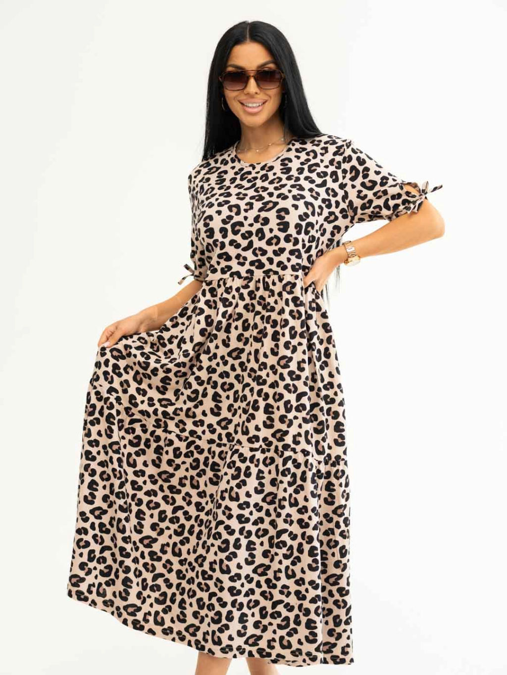 Платье женское, цвет бежевый черный