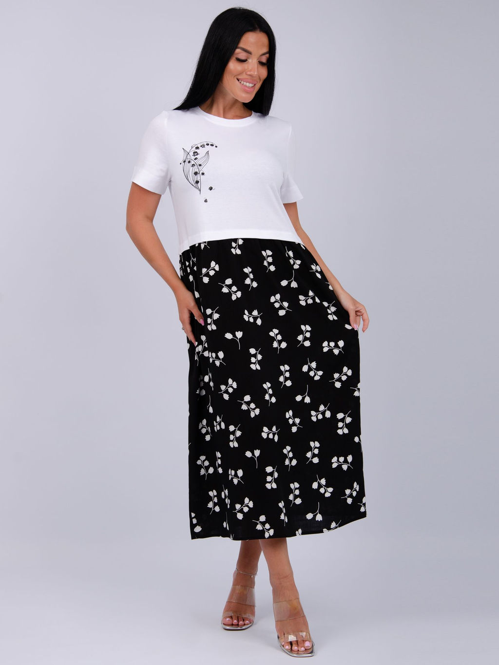 Платье Виттория, вискоза/кулирка До 60 размера - Малина фото 65