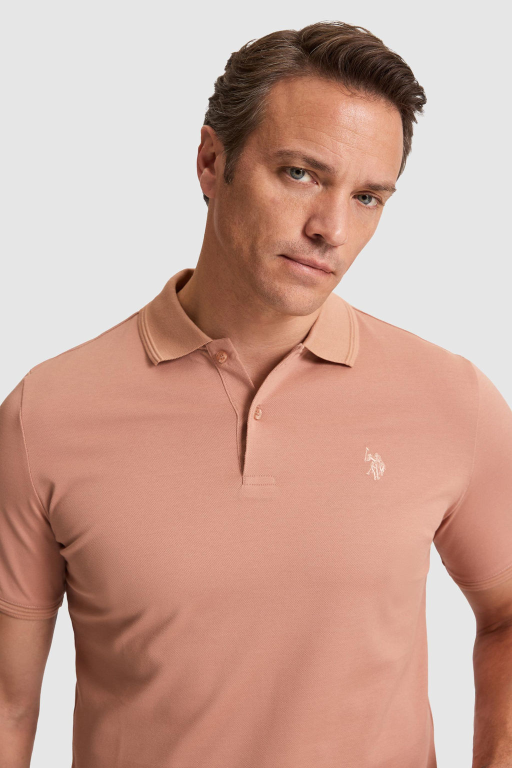 Erkek Pudra Regular Fit Polo Yaka Basic Ti__rt
