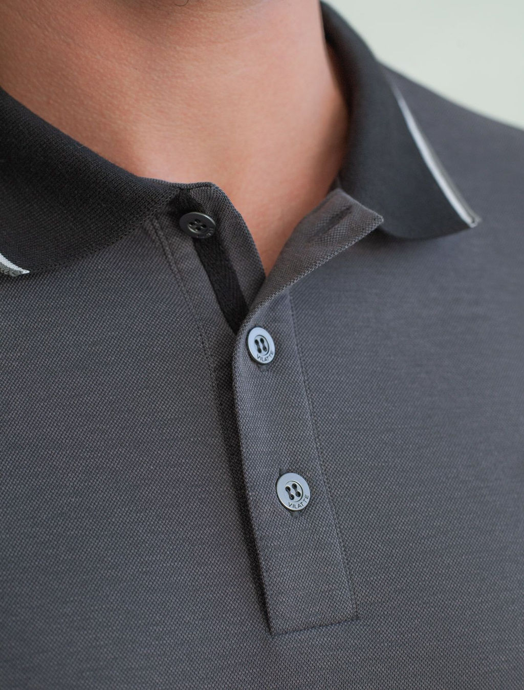 Футболка поло с воротником на пуговицах из полотна пике с меланжевым плетением с эластаном - Vilatte фото 2