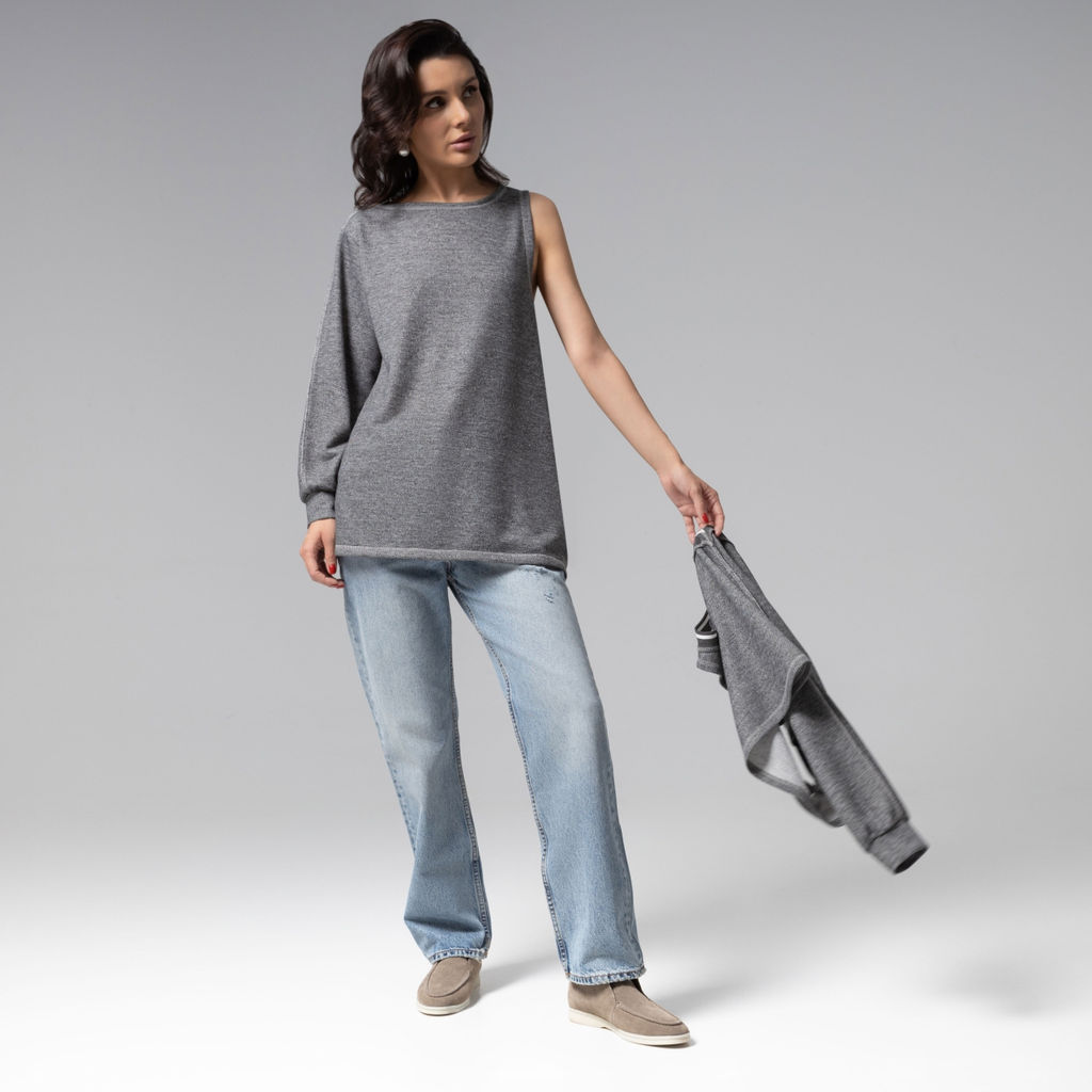 Лонгслив многослойный, Преданная стилю (grey, 2 в 1)