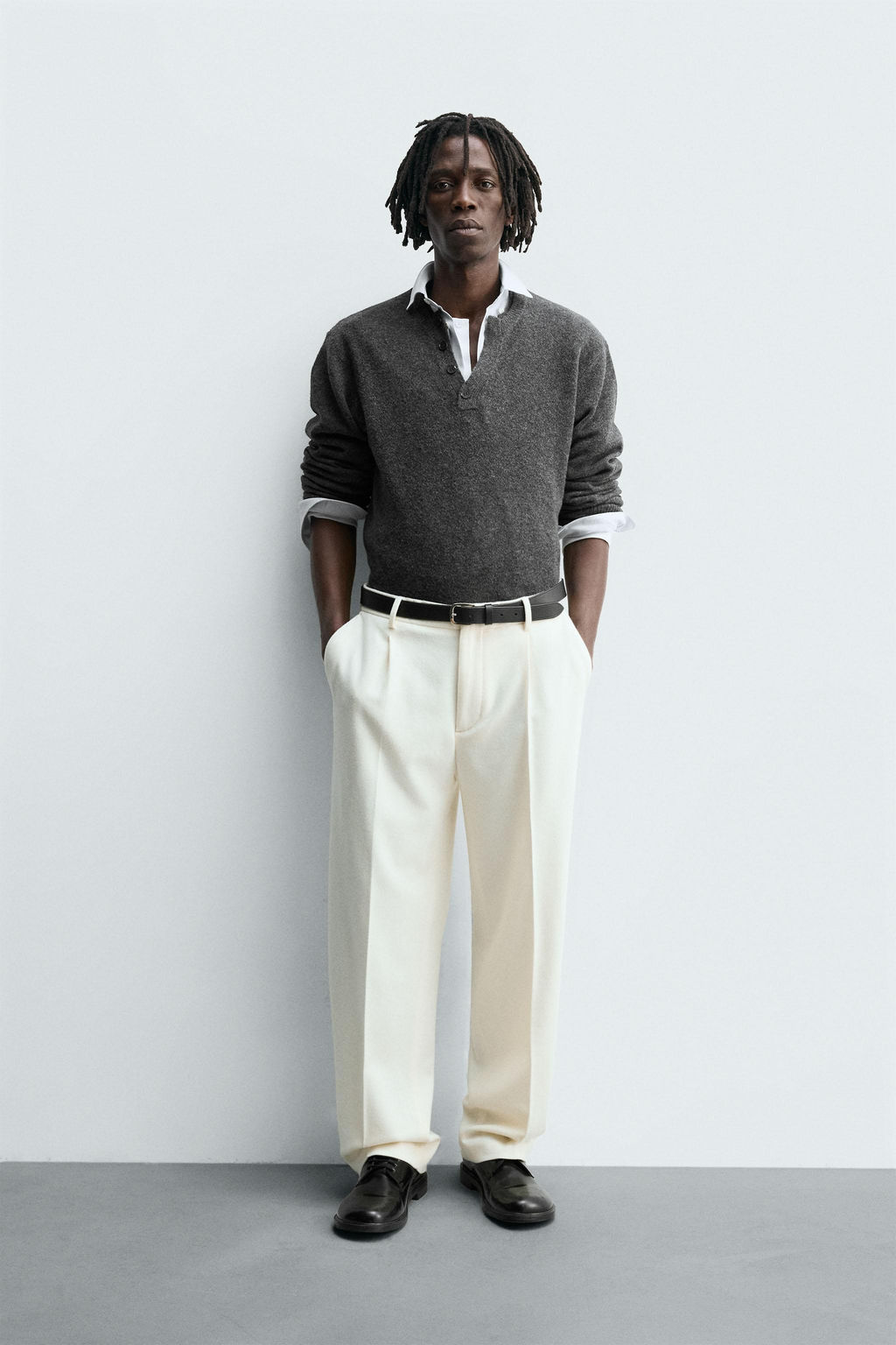 BUTTONED KNIT POLO SHIRT