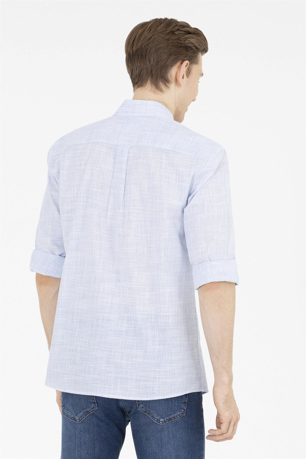 Мужская синяя рубашка с длинным рукавом - U.s. polo assn фото 12