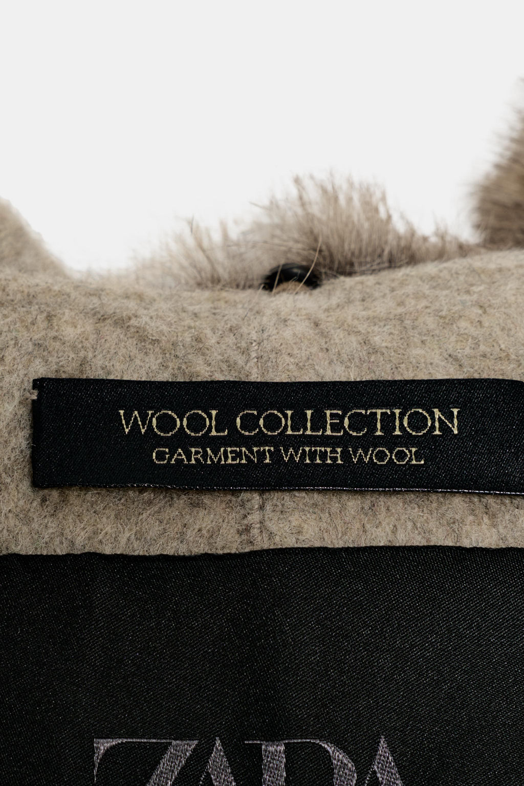 WOOL COAT WITH FAUX FUR COLLAR ZW COLLECTION