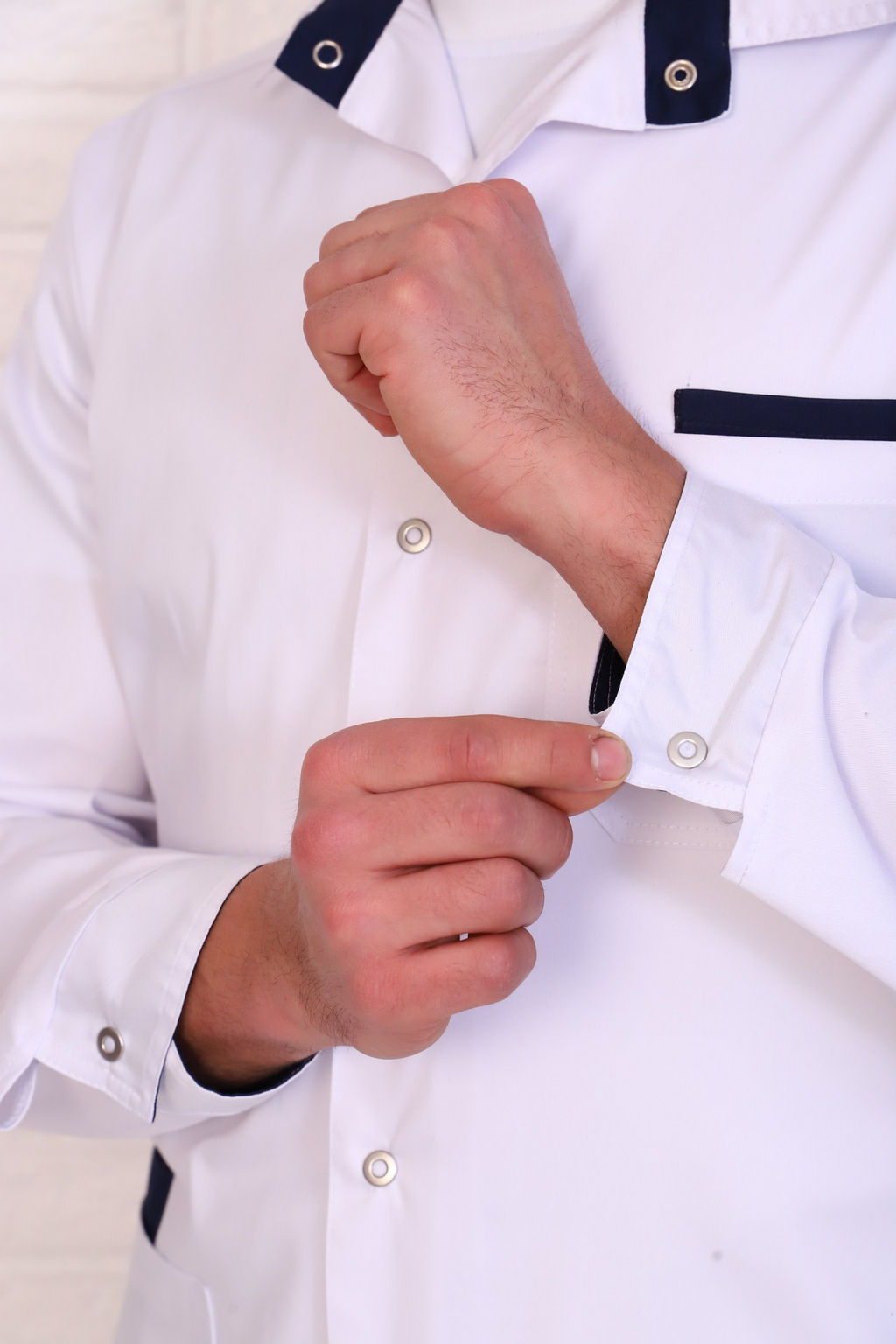 Халат мужской 236 CVC. Цвет: белый и темно-синий - Стильб фото 5