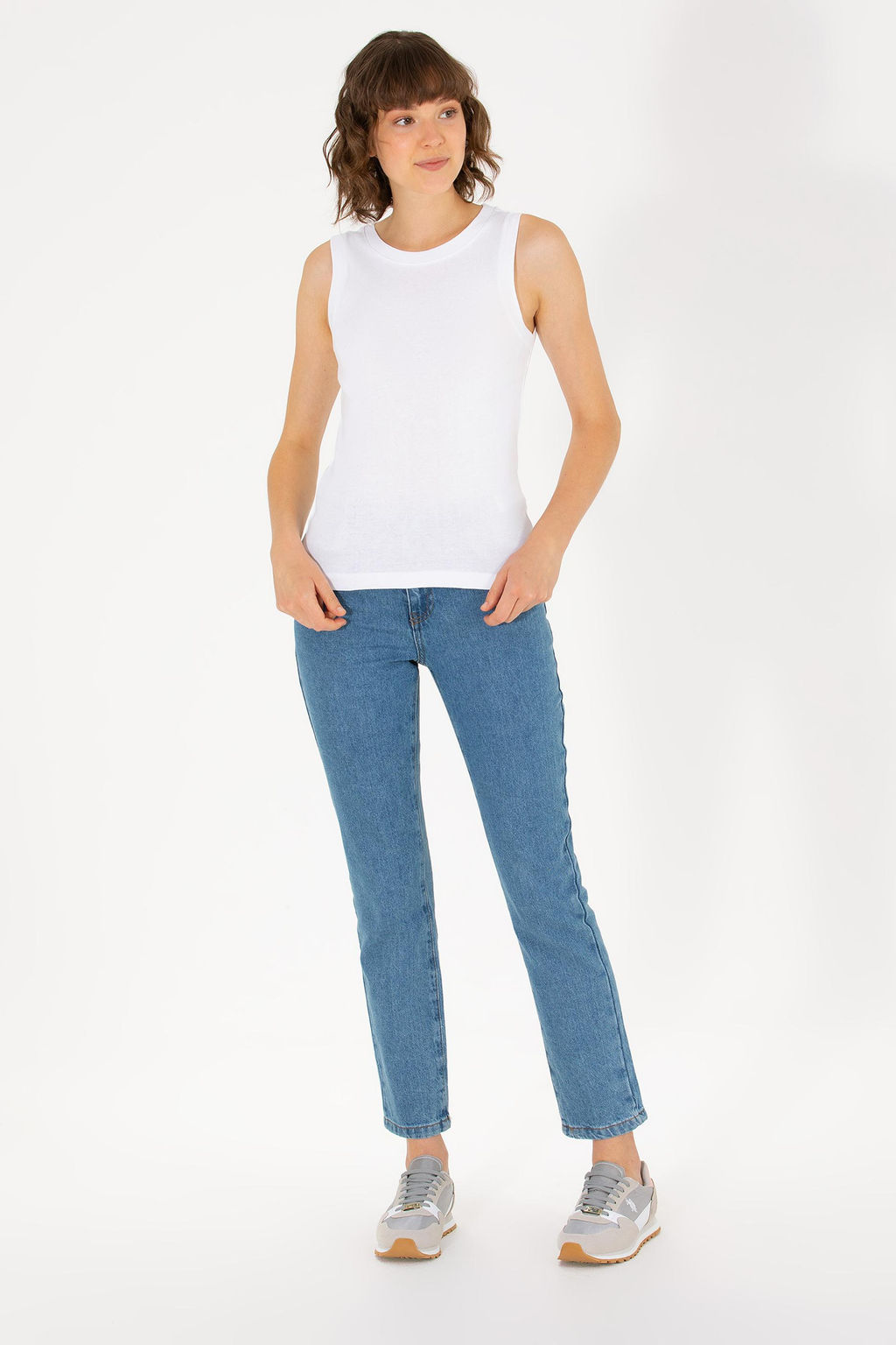 U. S. Polo Assn Женская белая базовая футболка без рукавов с круглым вырезом - U.s. polo assn фото 2