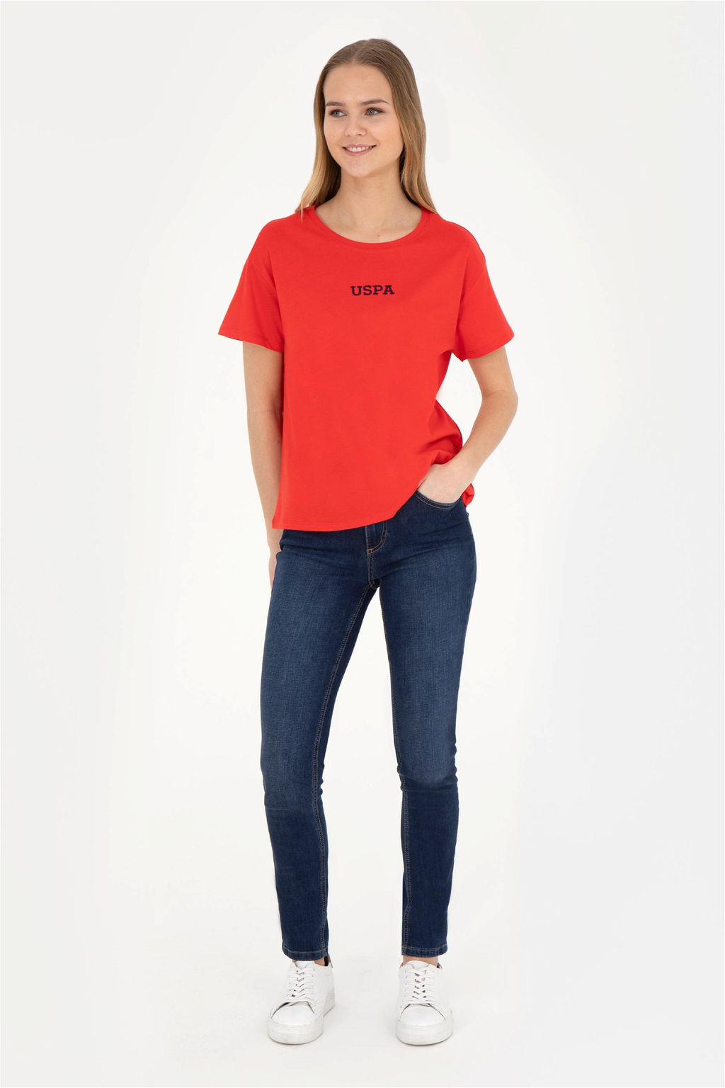 Женская красная футболка с круглым вырезом - U.s. polo assn фото 4