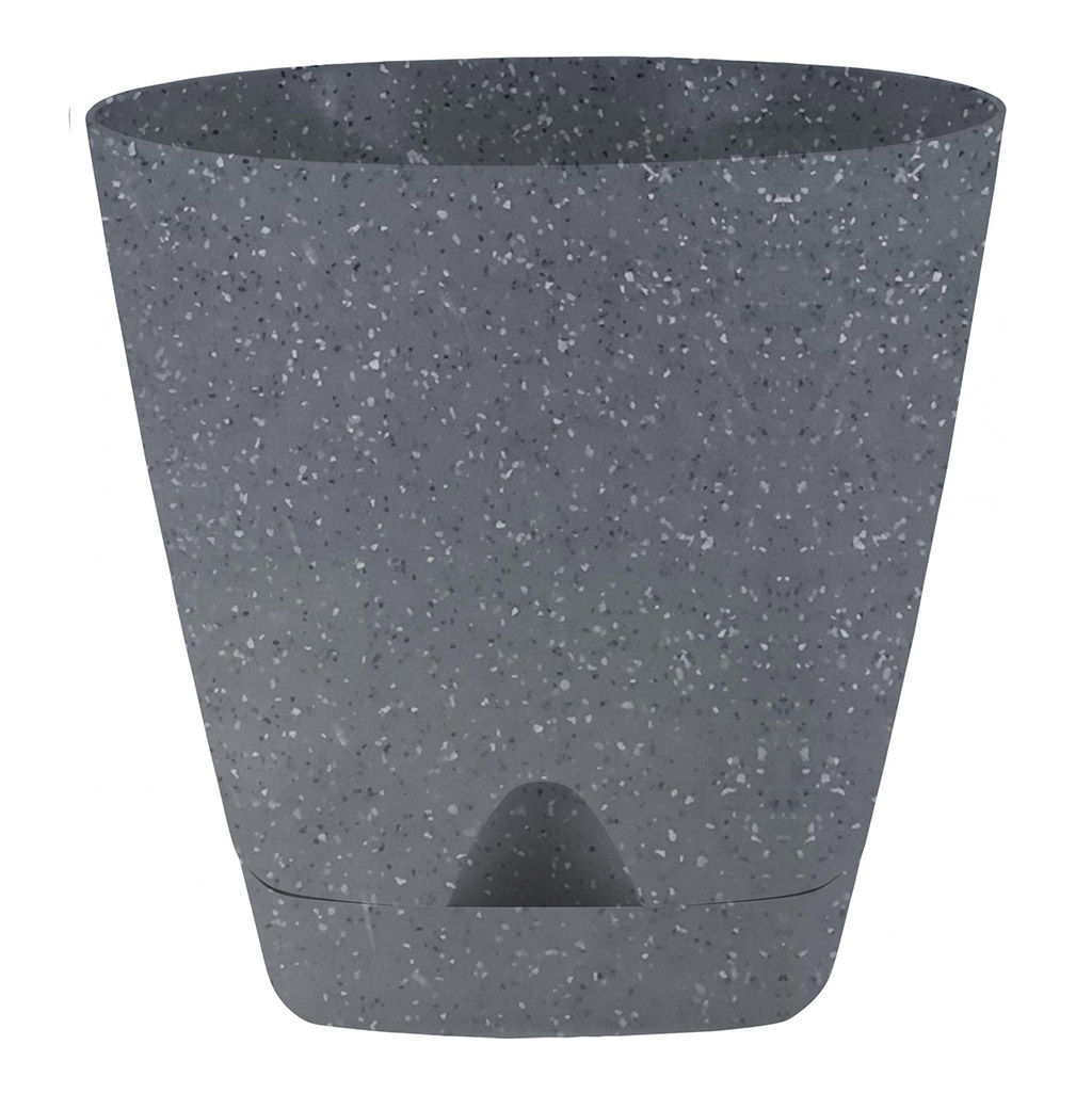 Ingreen Горшок для цветов пластмассовый Amsterdam 0,65л, д11см, h10см, с прикорневым поливом, темный камень (Россия) - Домашняя мода фото 2