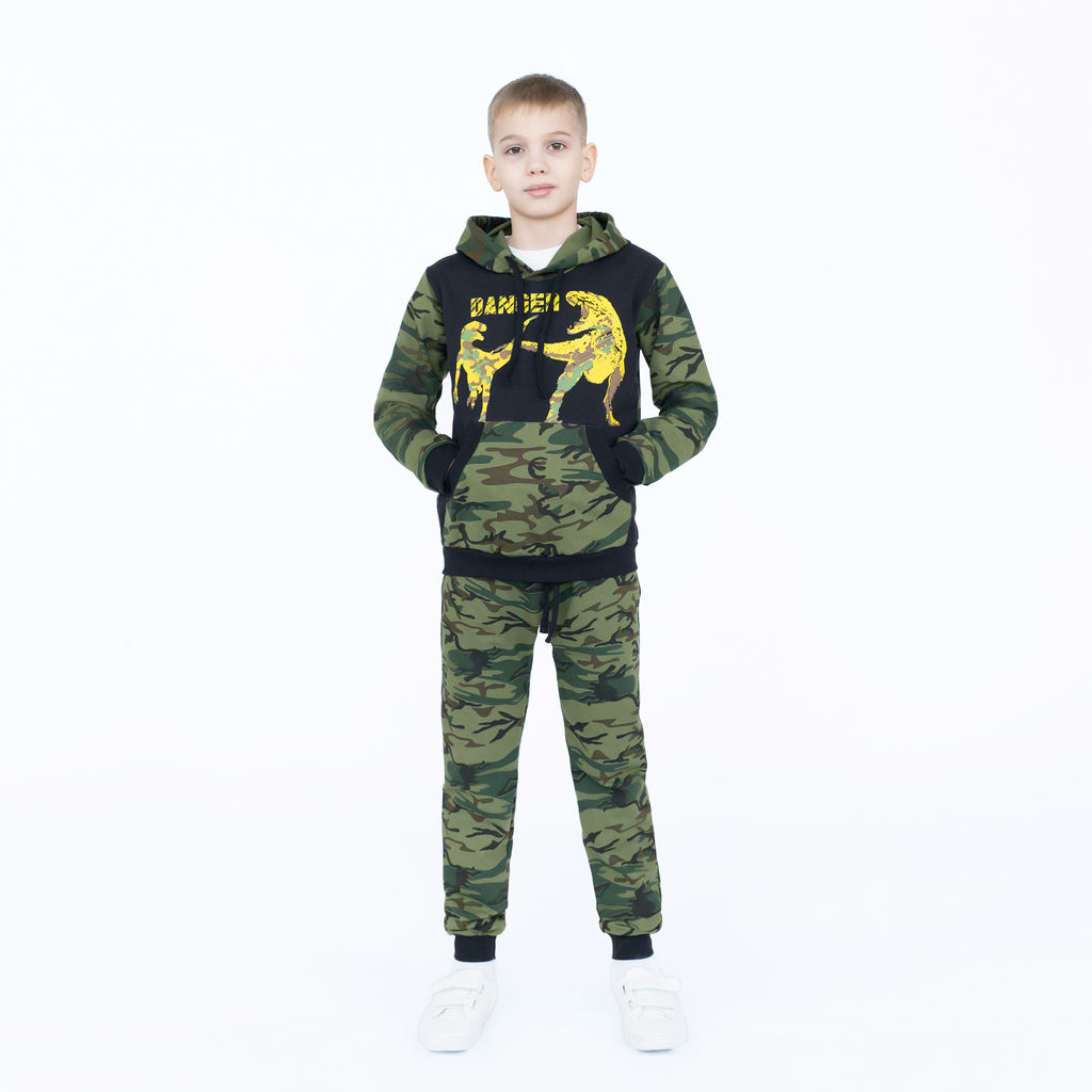 Костюм детский хаки/черный принт дино 747 (98, 56)