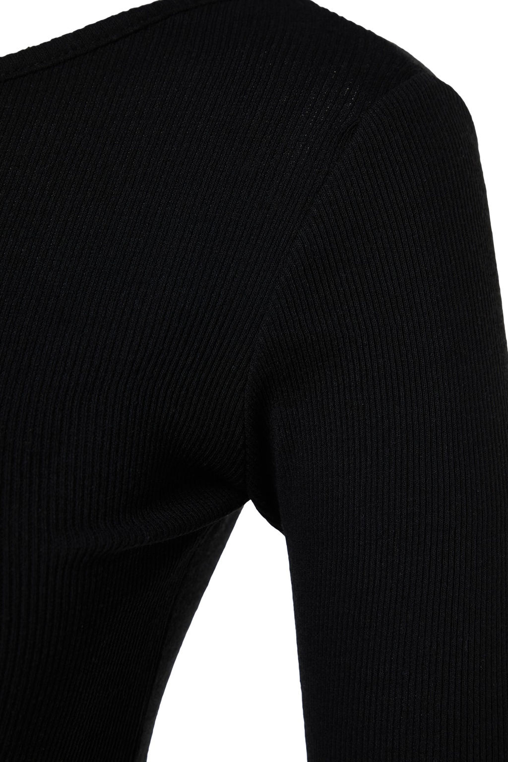 Trendyolmilla Siyah S?rt Dekolteli Fitted/Vucuda Oturan Fitilli Esnek Orme Bluz TWOAW24BZ00105  фото 7