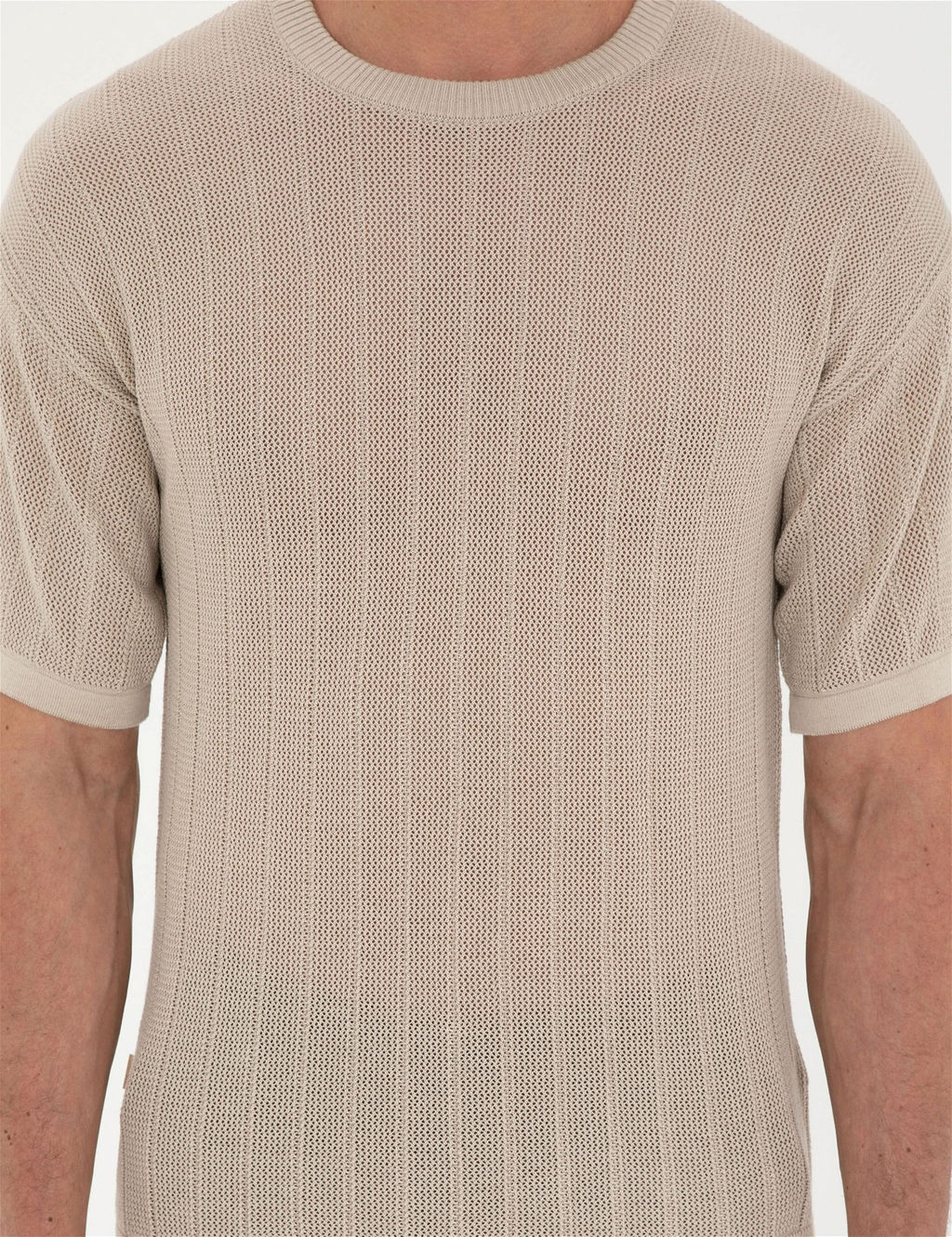 Bej Comfort Fit Bisiklet Yaka Triko Ti__rt - Pierre cardin фото 6