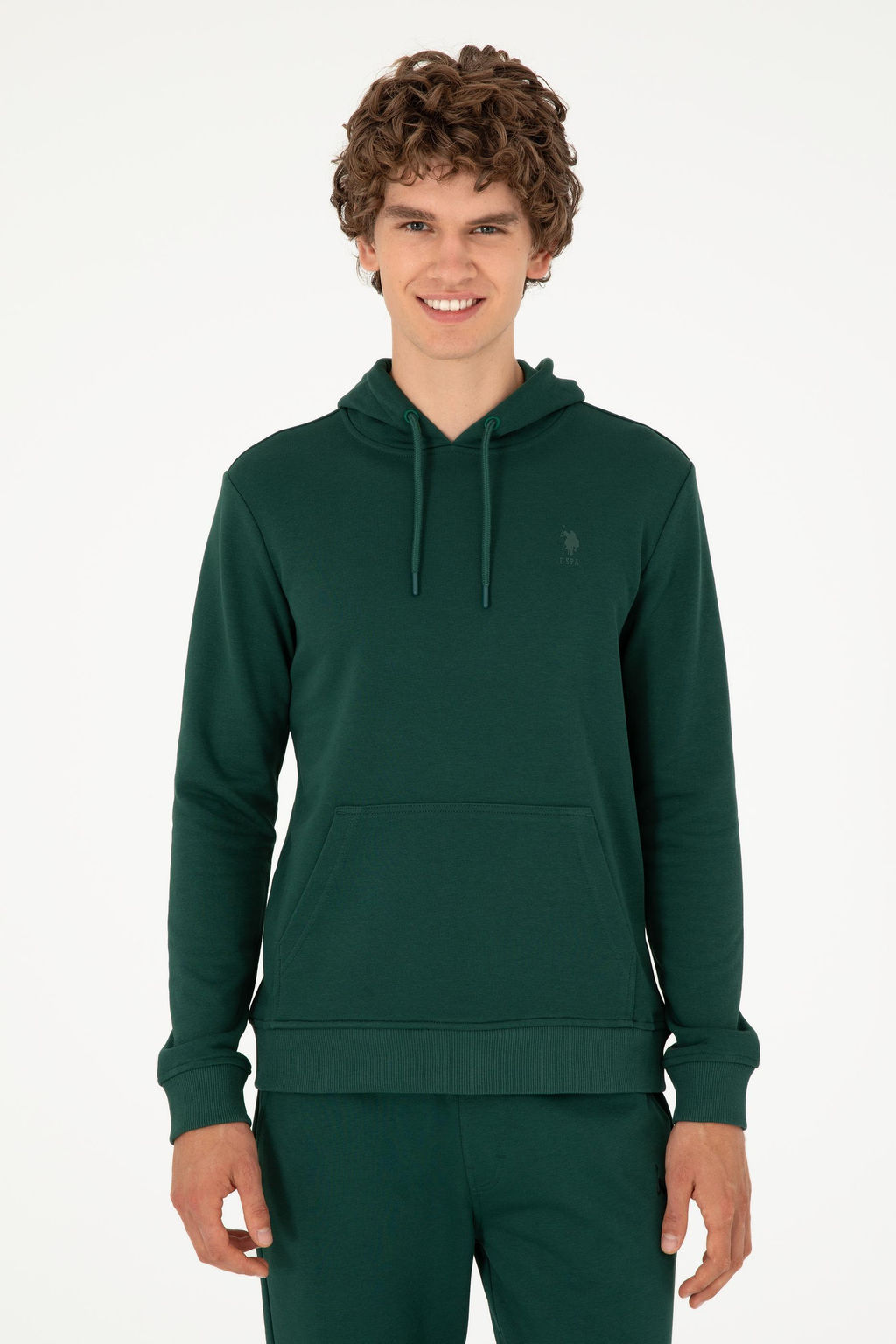 Мужской темно-зеленый базовый свитшот - U.s. polo assn фото 3