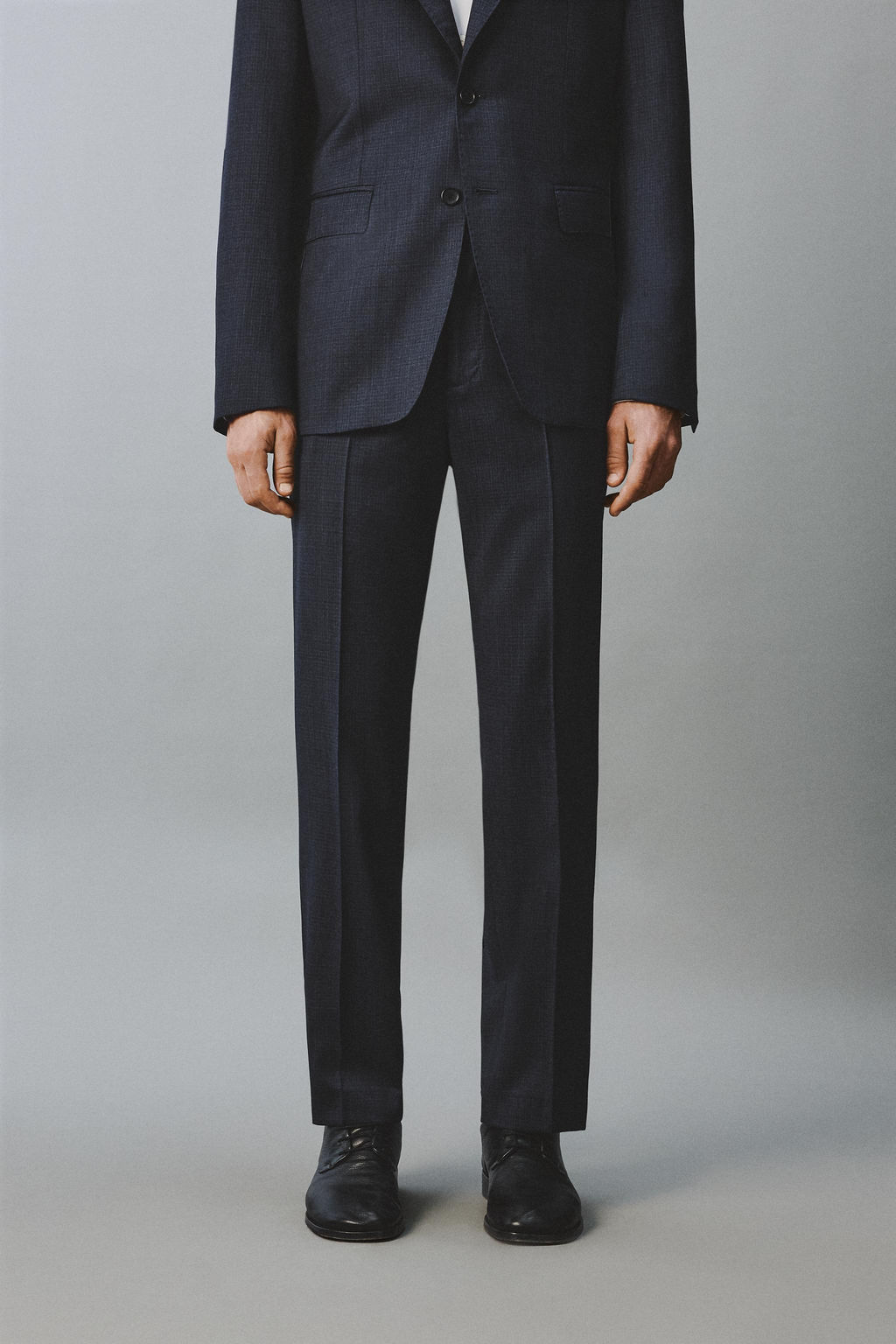 PANTAL?N REGULAR FIT TRAJE ESTRUCTURA 100% LANA / Marino