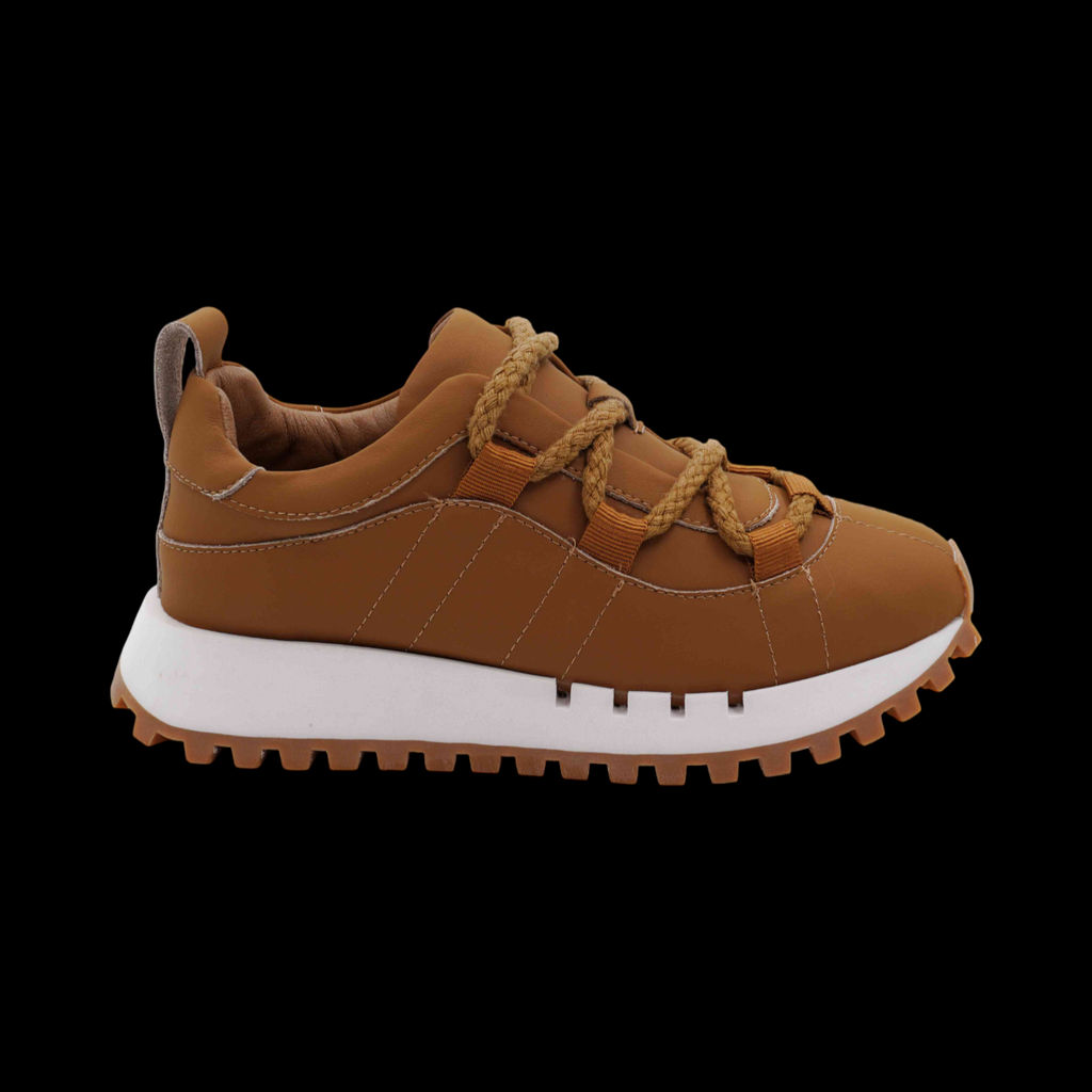 Кроссовки из натуральной кожи D034 коричневые