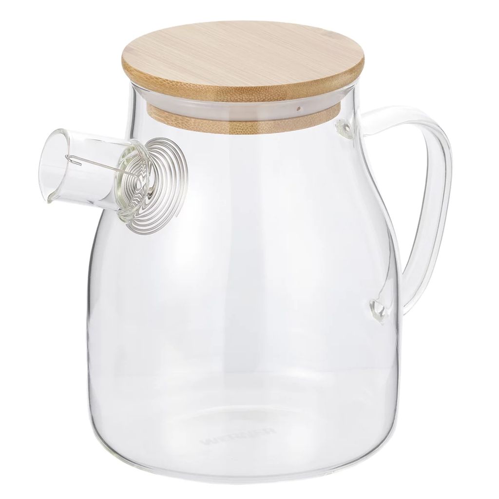 50375 WERNER Чайник заварочный BAMBU с бамбуковой крышкой и фильтром-пружиной, 800мл. Материал: жаропрочное боросиликатное стекло, бамбук, силикон, нерж.сталь.  фото 2