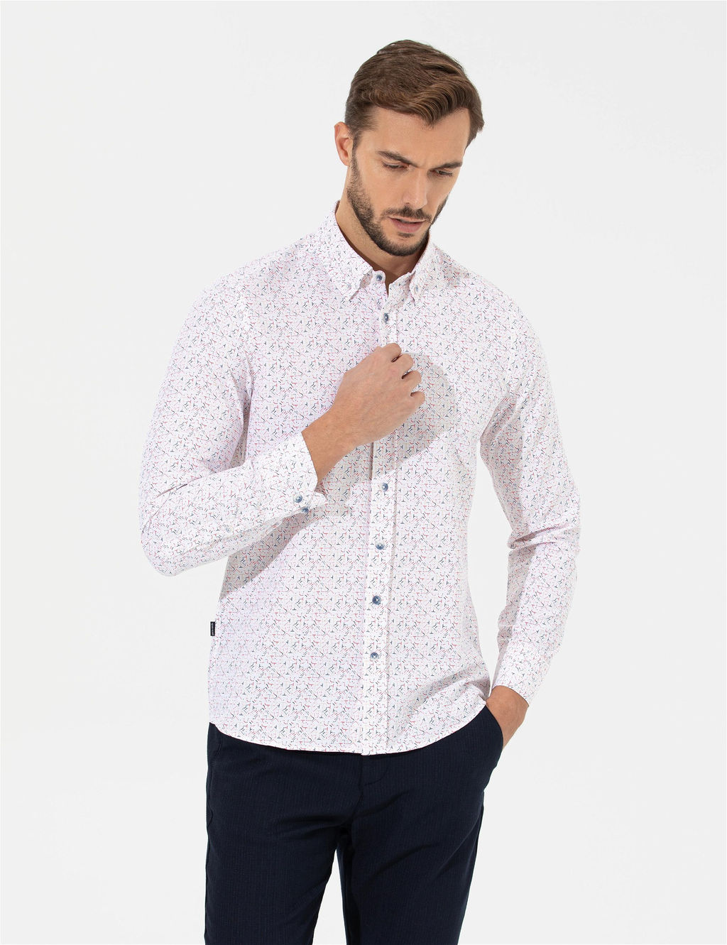 K_rm_z_ Slim Fit Uzun Kollu G_mlek