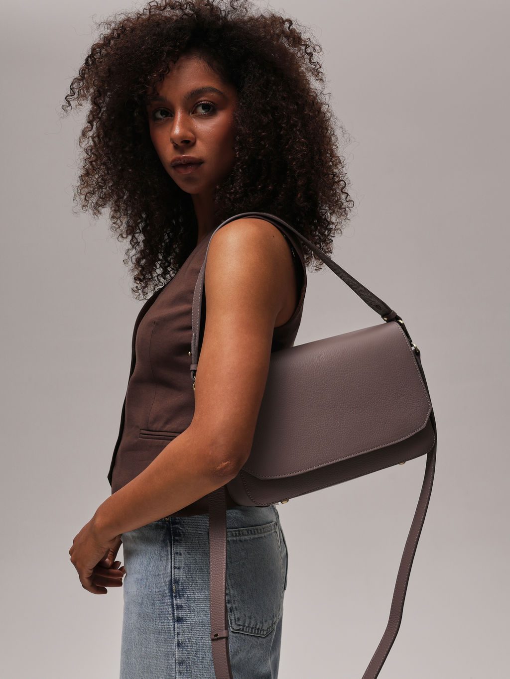 Сумка на плечо Deboro 30512 розово-серый