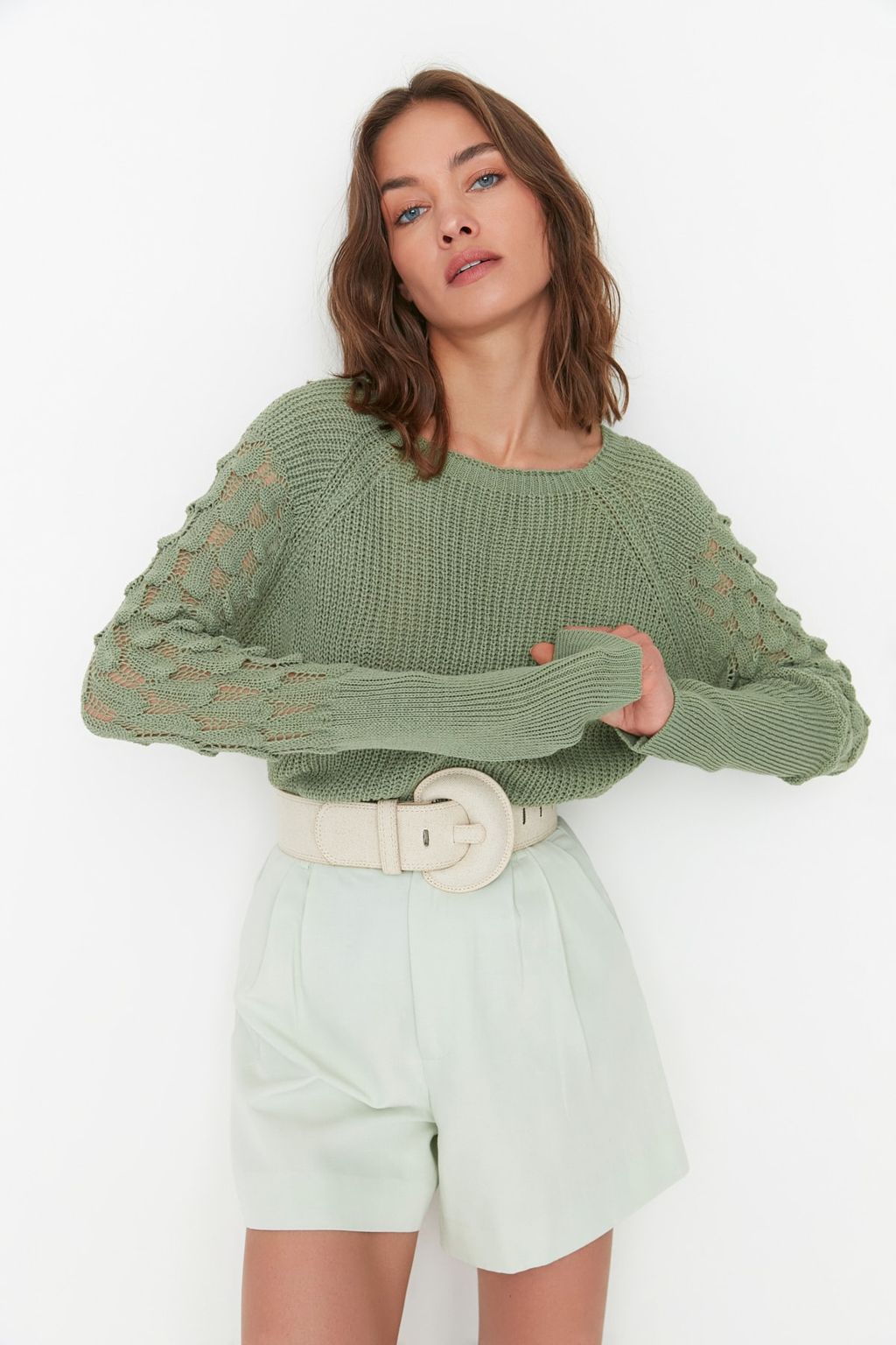 Mint Dokulu Bisiklet Yaka Triko Kazak TWOAW20KZ0130 - Trendyolmilla фото 2