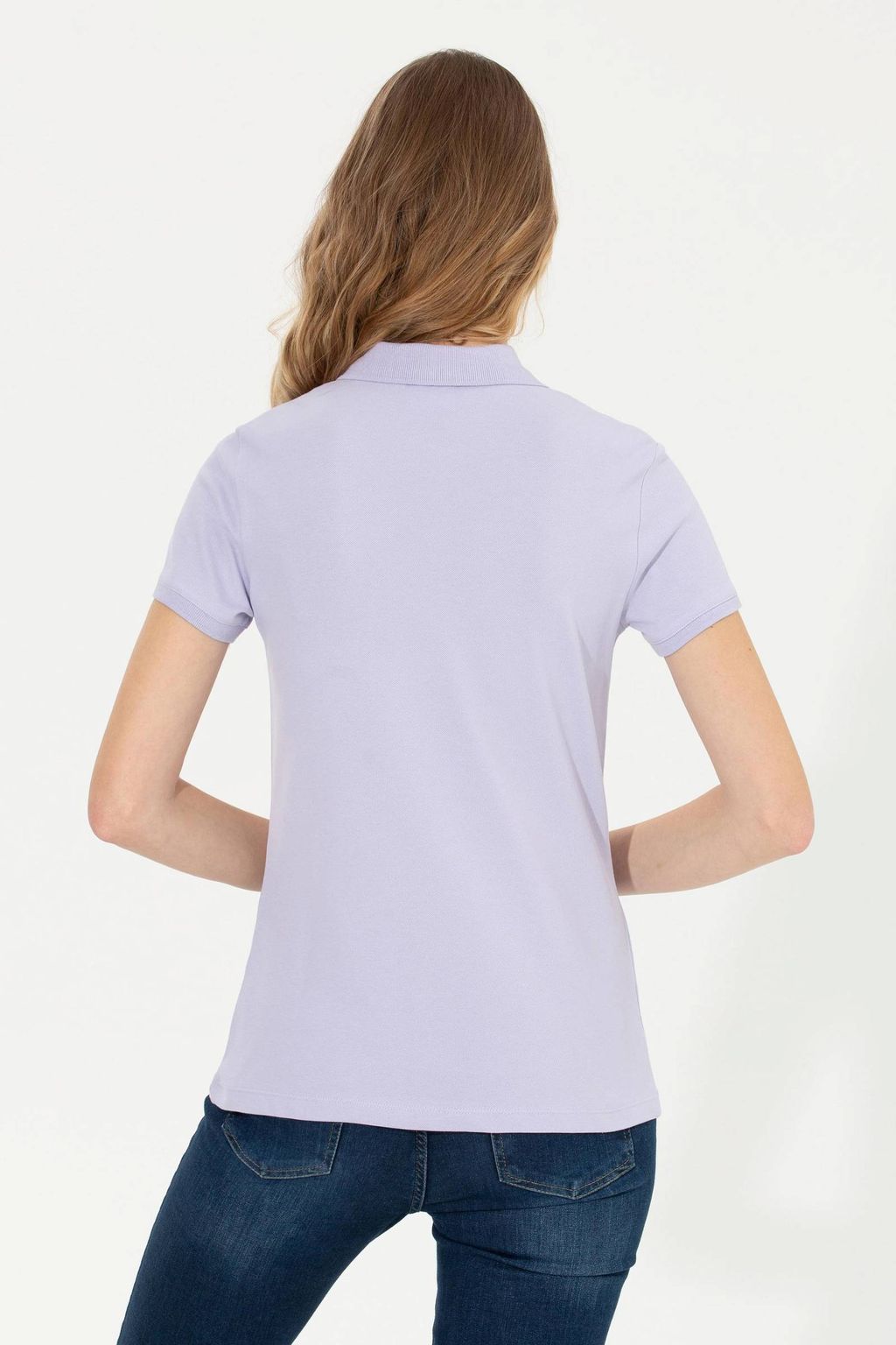 Женская сиреневая футболка с воротником поло Basic - U.s. polo assn фото 5