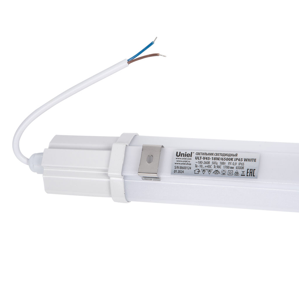ULT-V45-18W/6500K IP65 WHITE Светильник светодиодный линейный. Дневной свет (6500K). Корпус белый. ТМ Uniel