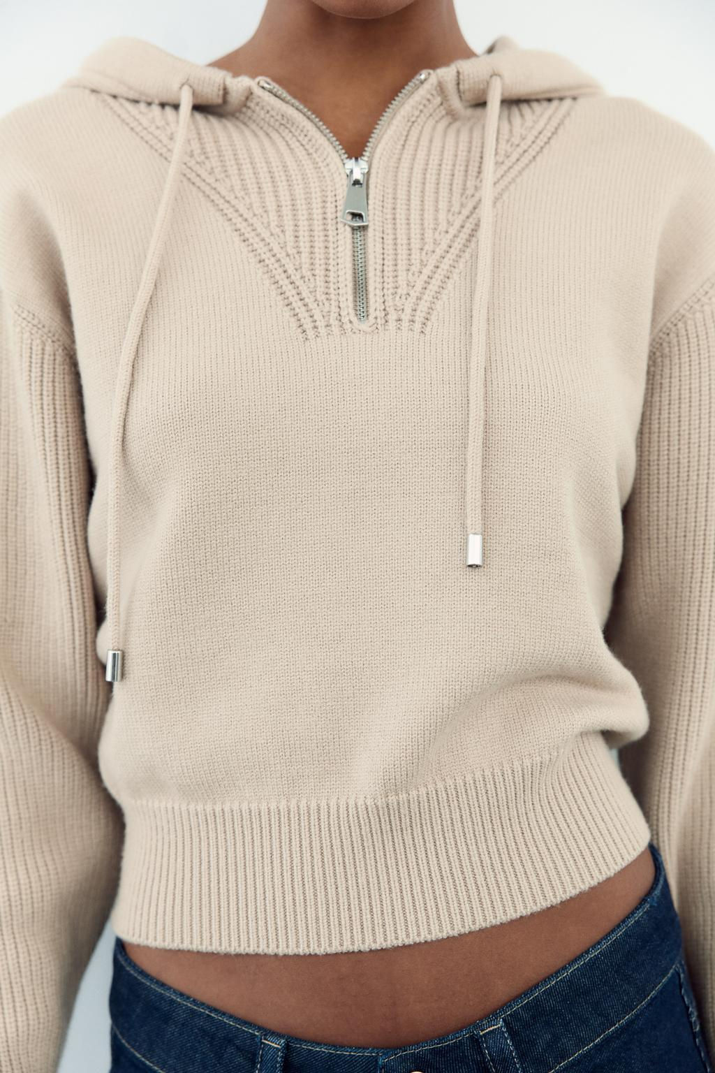 KNIT SWEATER WITH HOOD - Zara фото 11
