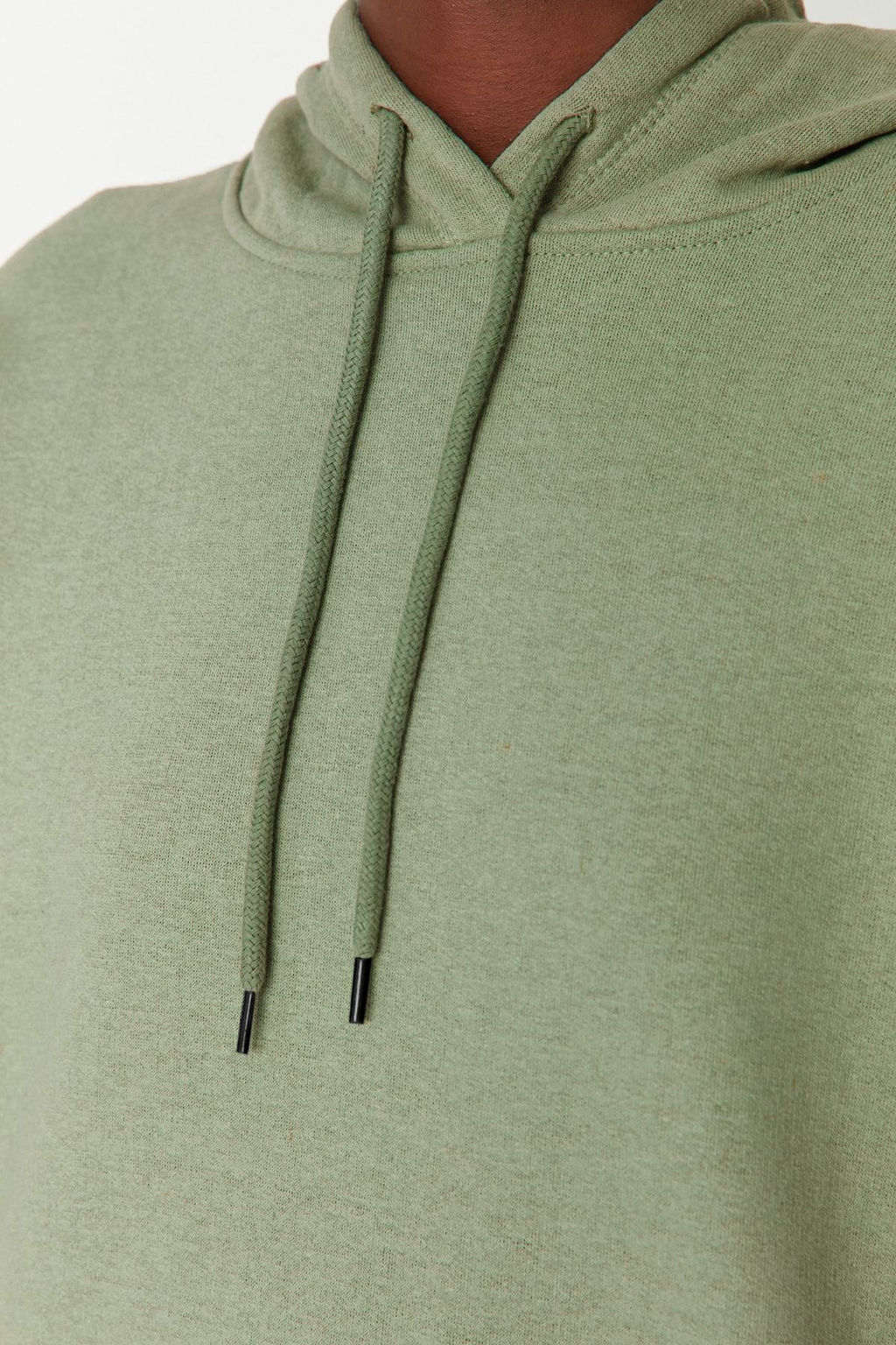 TRENDYOLMILLA Bej Kal?n Ici Polarl? Kanguru Cepli Kapusonlu Boyfriend/Genis Kal?p Orme Sweatshirt TWOAW20SW0525 фото 4