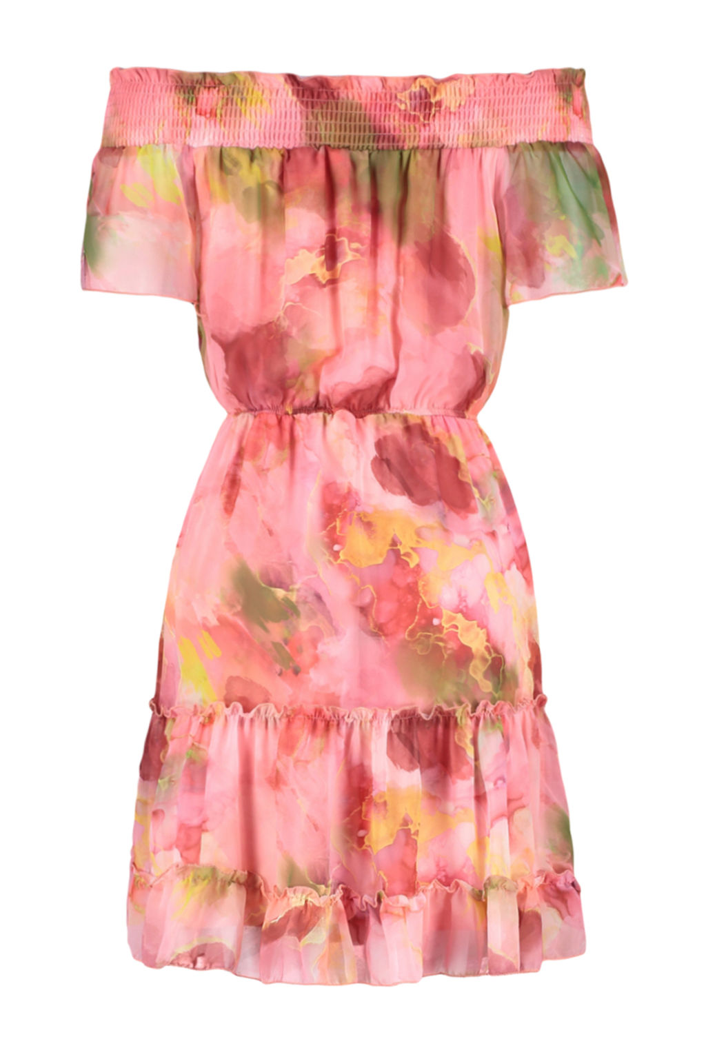 Pembe Cicekli Etegi Belden Ac?lan Gipe Detayl? Madonna Yaka Mini Dokuma Elbise TWOSS24EL00746 - Trendyolmilla фото 8